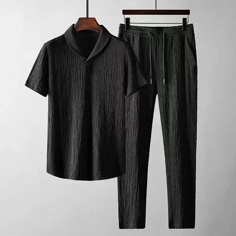 Leisure Suit Summer Loose Short Sleeve Top | Leisure Suit Mens Clothing