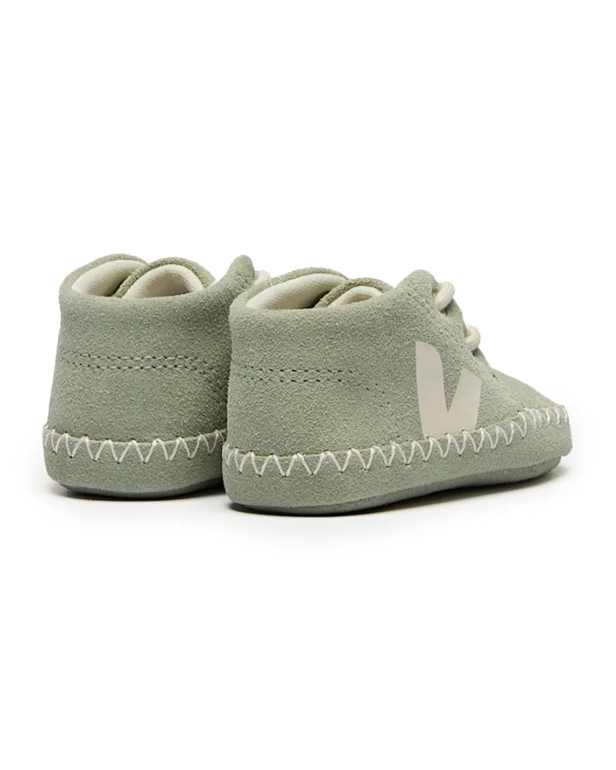 Light ZZ Suede Crib Shoes - Clay Pierre
