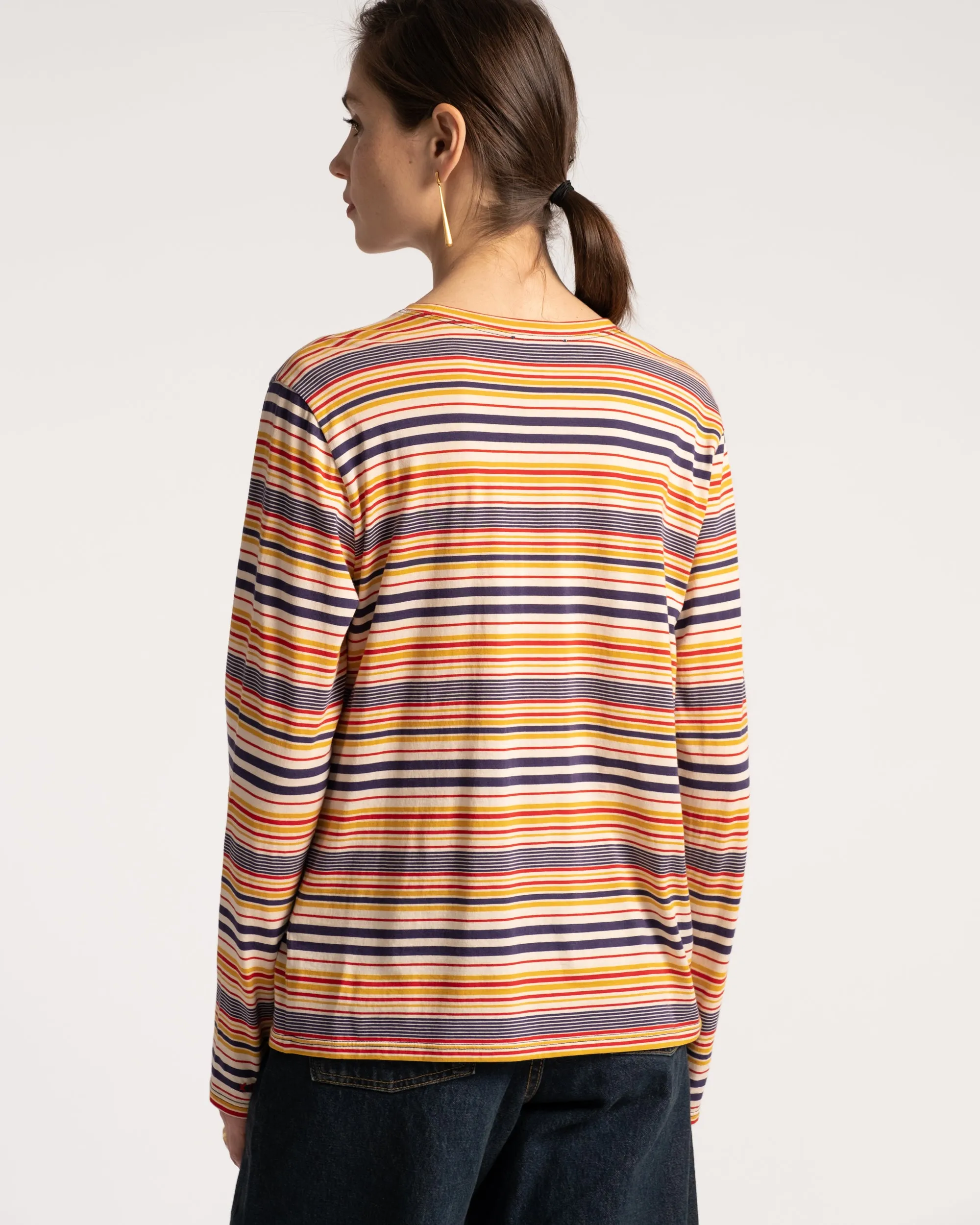 Long Sleeve Tee Shirt Regatta Stripe Navy Yellow