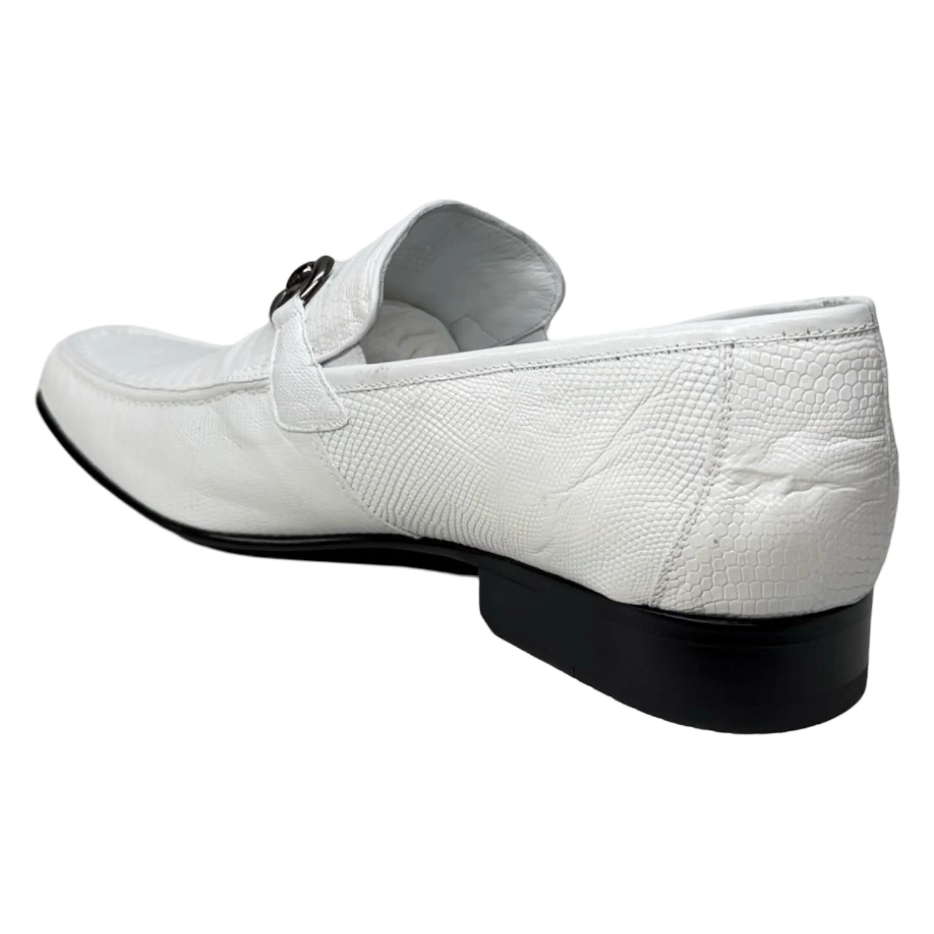 Los Altos White All Over Lizard Bit Dress Loafers