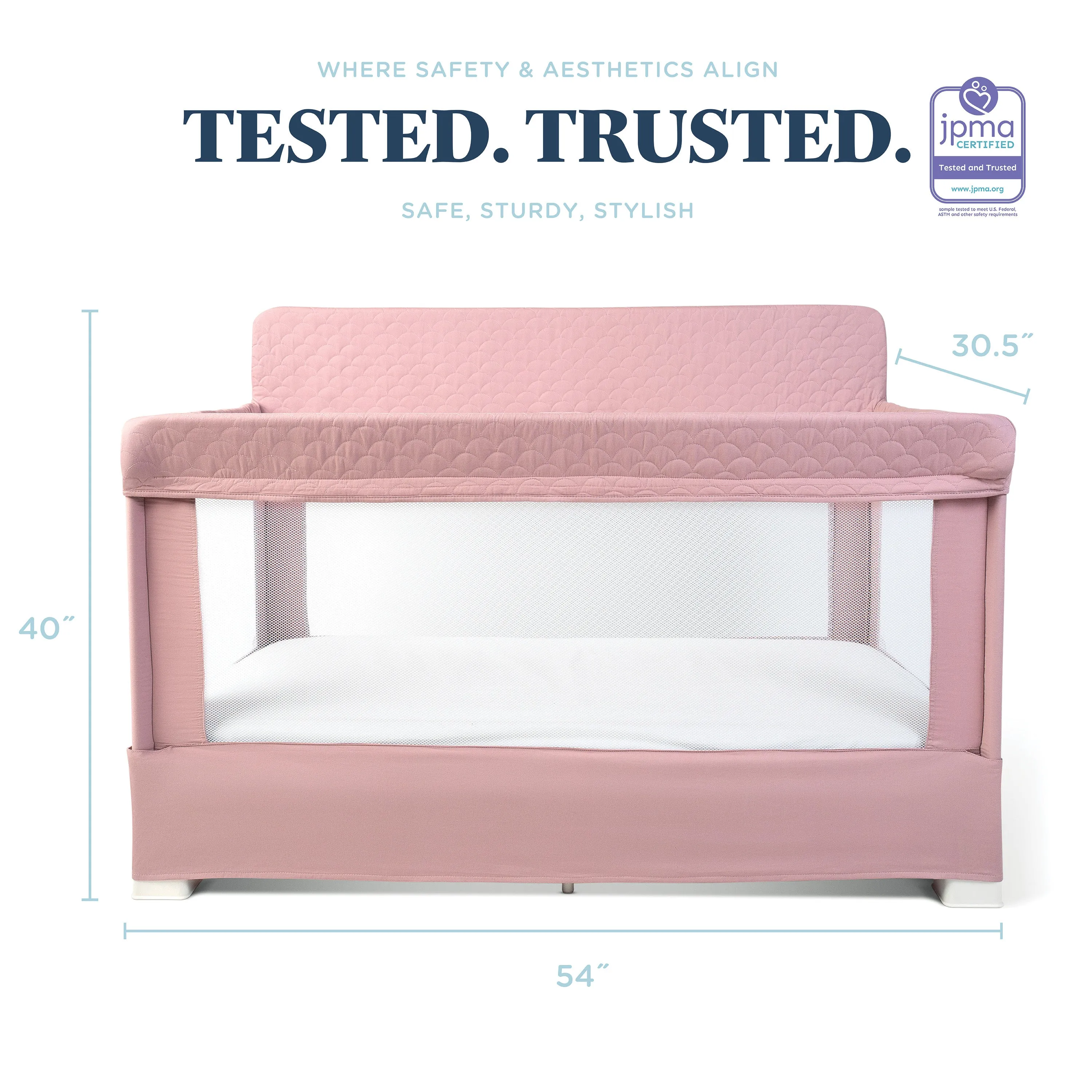 Lunaire Full Size Mesh Crib and Playard - Organic Rose