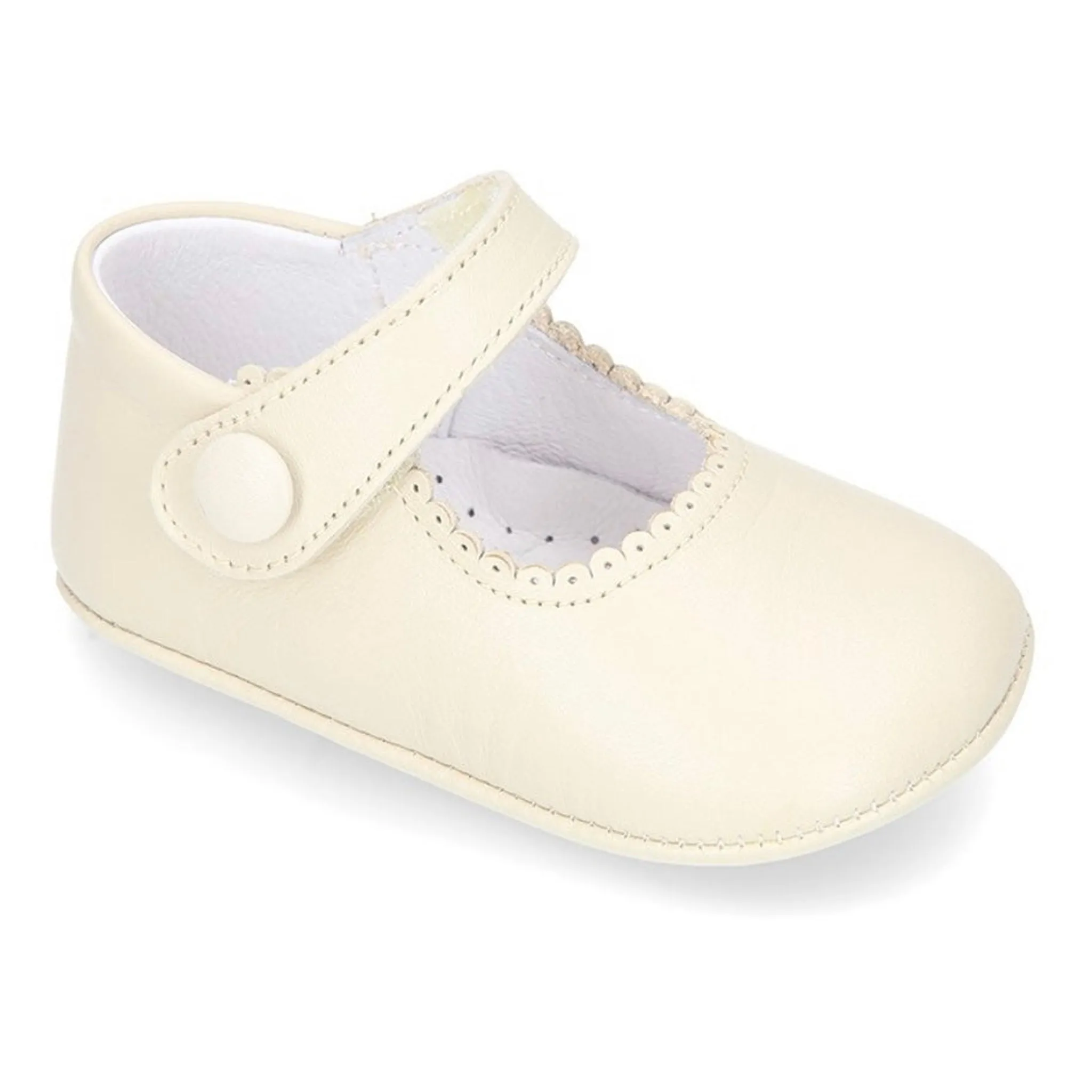 Mary Jane Leather Crib Shoes - Ivory
