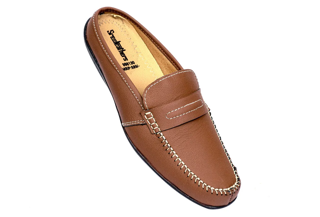 MEN BROWN LEATHER HALF SHOES 998120