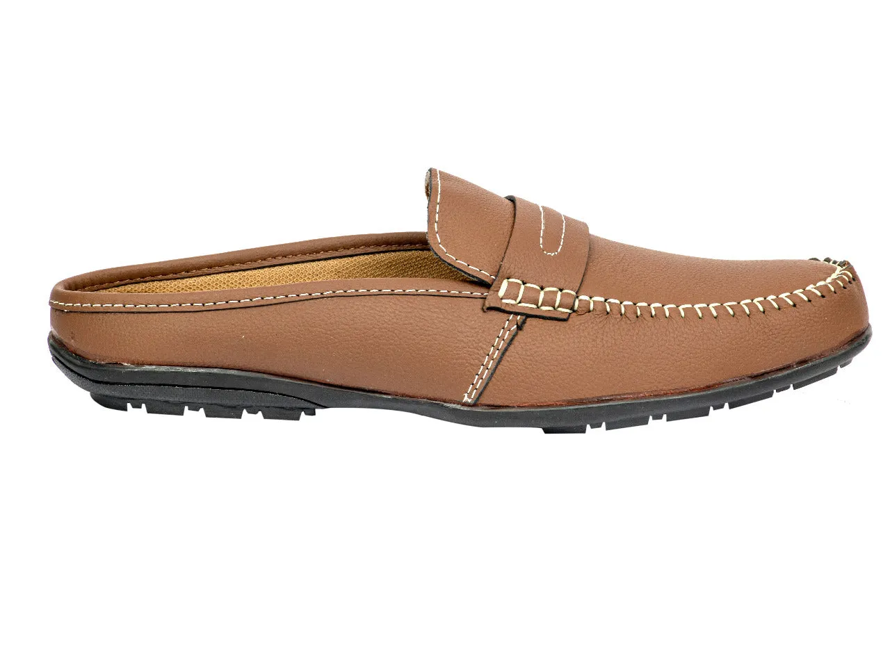 MEN BROWN LEATHER HALF SHOES 998120
