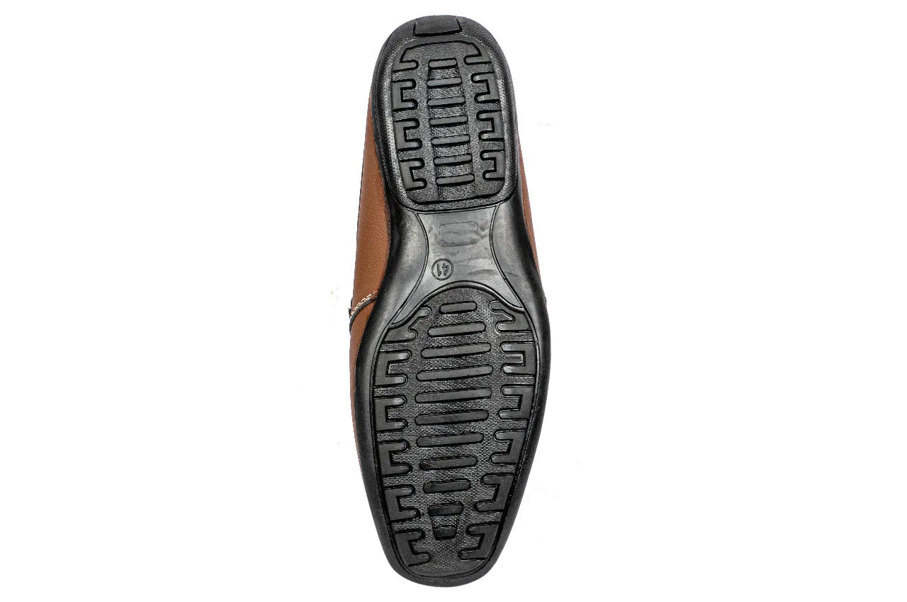 MEN BROWN LEATHER HALF SHOES 998120