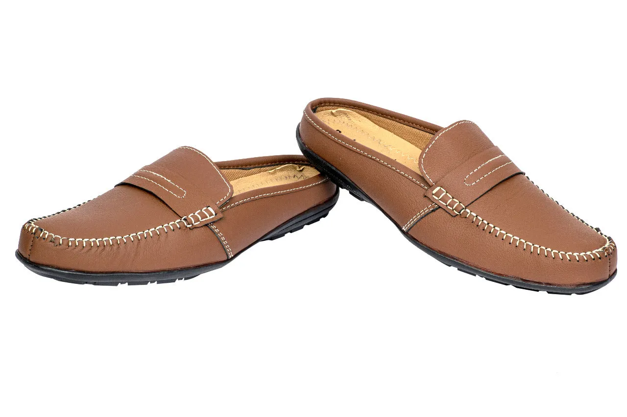 MEN BROWN LEATHER HALF SHOES 998120