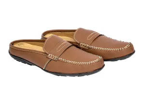 MEN BROWN LEATHER HALF SHOES 998120