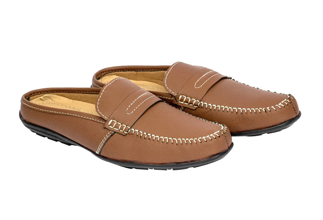 MEN BROWN LEATHER HALF SHOES 998120