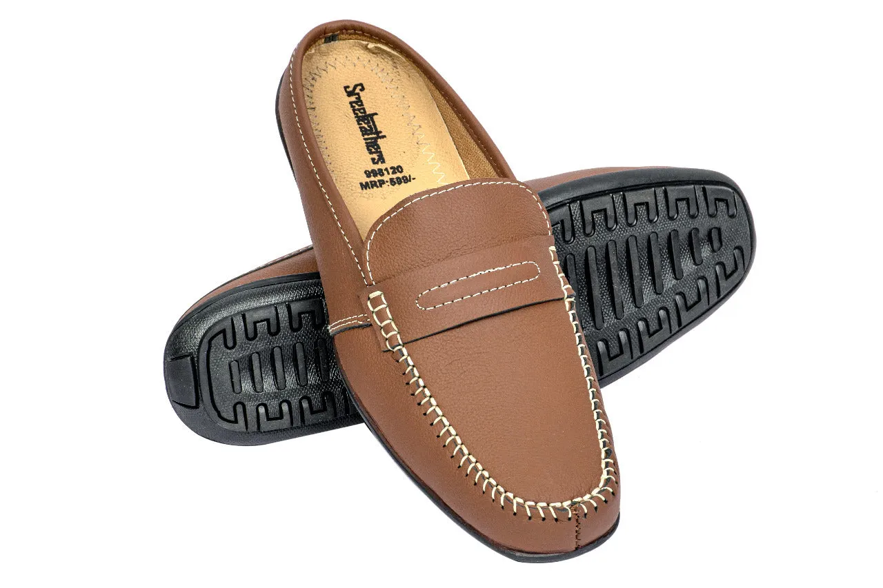 MEN BROWN LEATHER HALF SHOES 998120