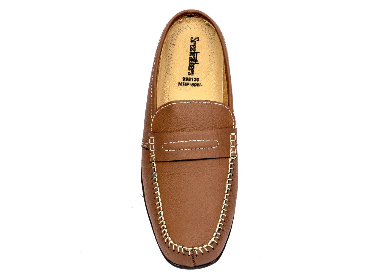 MEN BROWN LEATHER HALF SHOES 998120