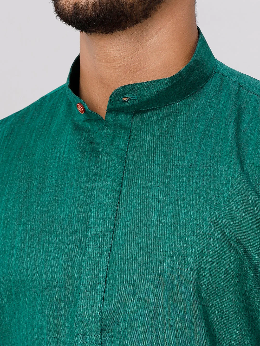 Men Medium Length Kurta with Cream Readymade Elastic Panchakacham Set FS5