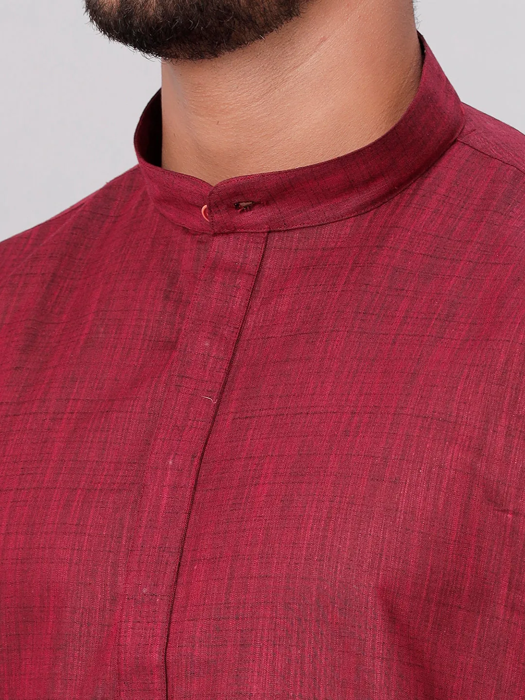 Men Medium Length Kurta with Cream Readymade Elastic Panchakacham Set FS7
