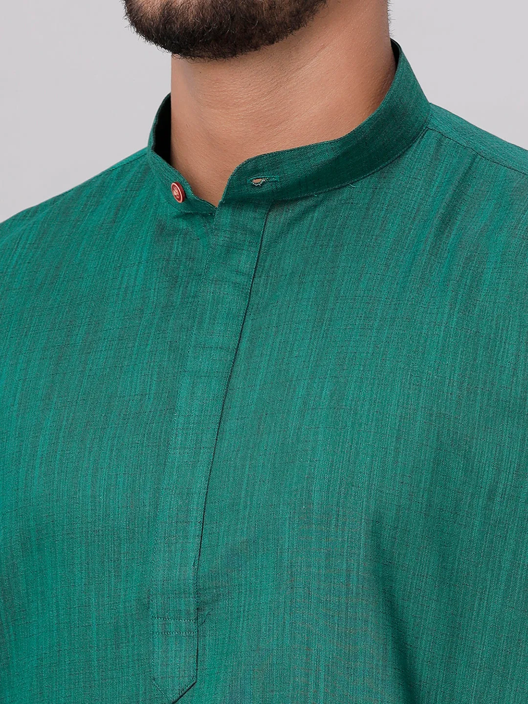 Men Medium Length Kurta with White Readymade Elastic Panchakacham Set FS5