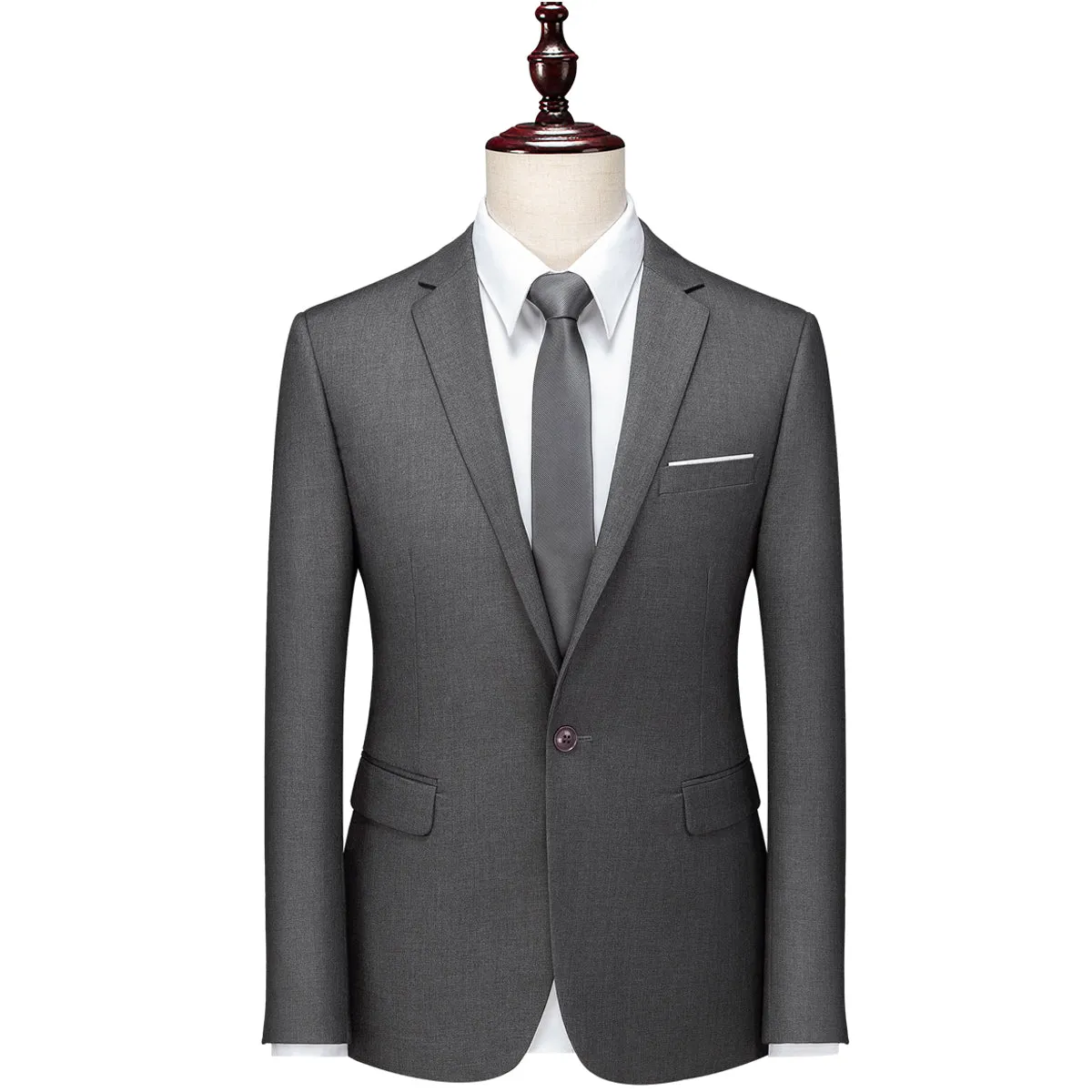 Men's 2-Piece Classic Two Button Casual Gray Suit