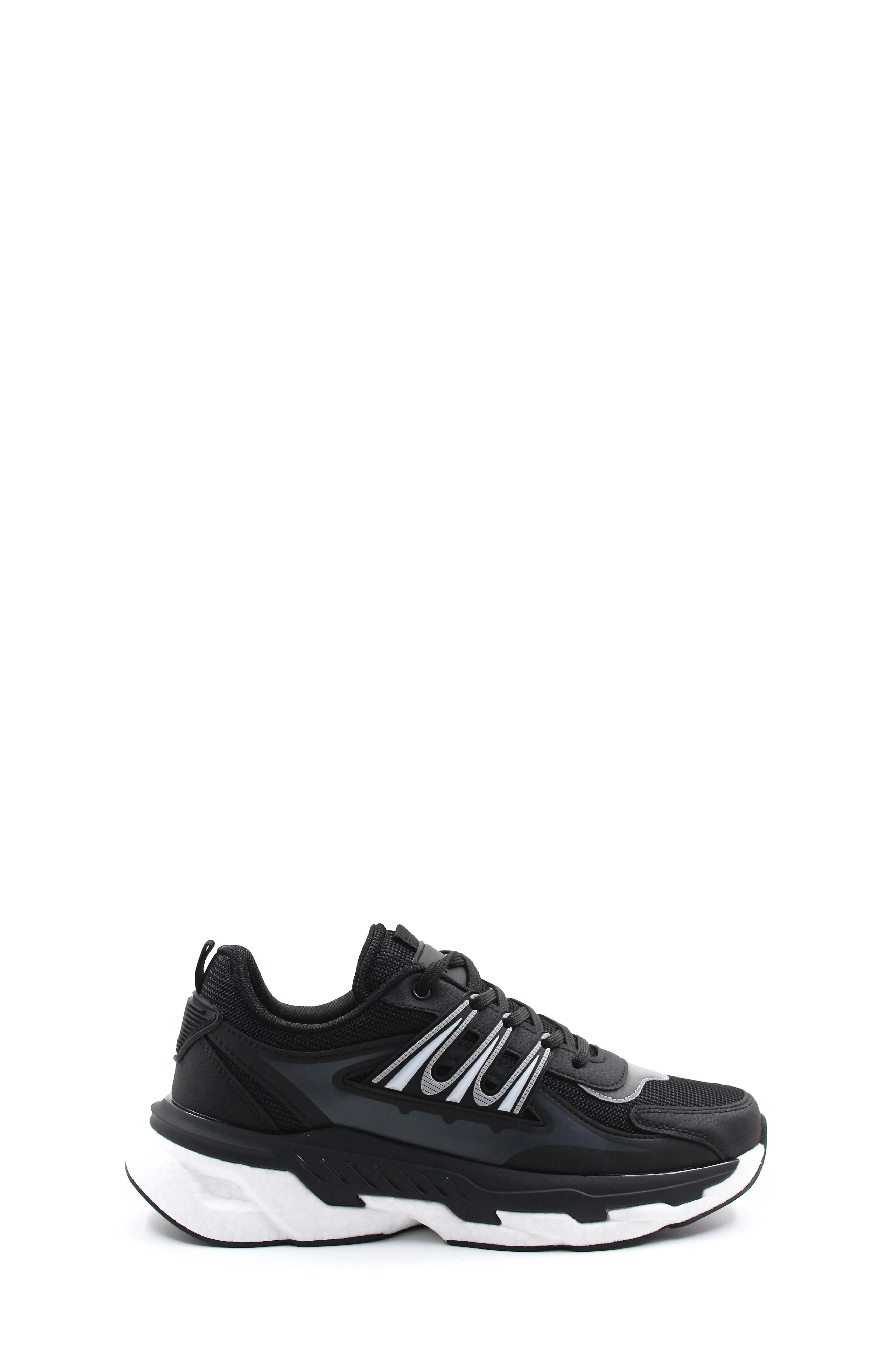 Men's Black Chunky Sneakers with White Sole - Wessi