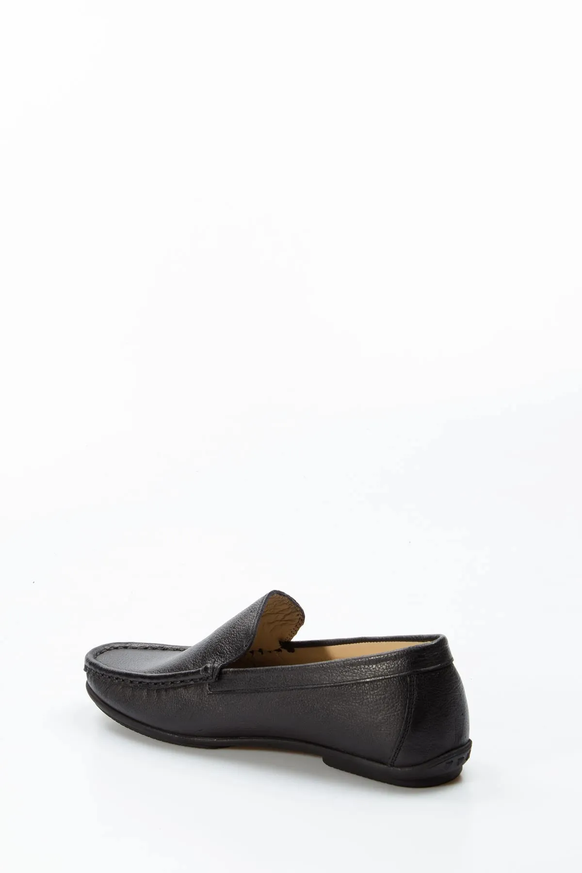 Men's Black Leather Loafers with Subtle Flag Accent - Wessi