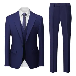 Men's Three-Piece One-Button Navy Business Suit