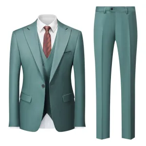 Men's Three-Piece One-Button Sage Green Wedding Suit