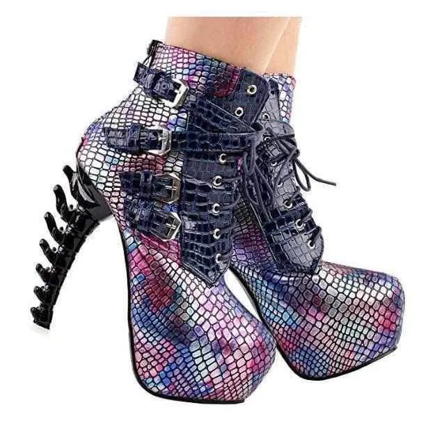 Mermaid SteamPunk Jagged Edge Platform Ankle Boots