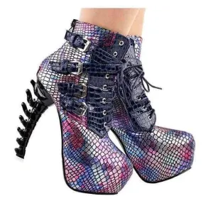 Mermaid SteamPunk Jagged Edge Platform Ankle Boots