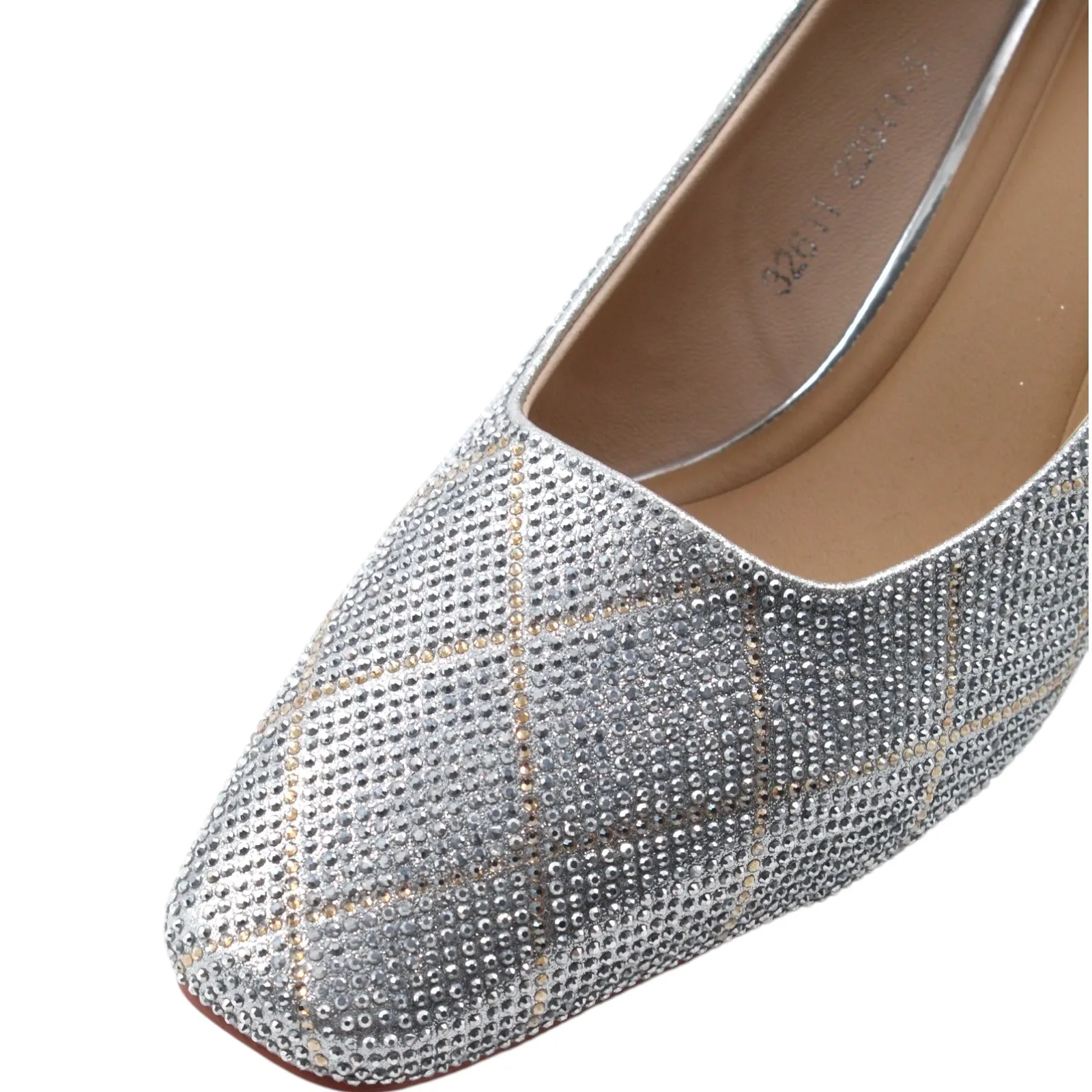 METALLIC EMBELLISHED KITTEN HEELS