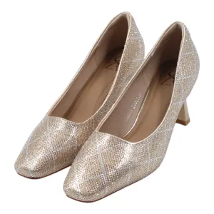 METALLIC EMBELLISHED KITTEN HEELS