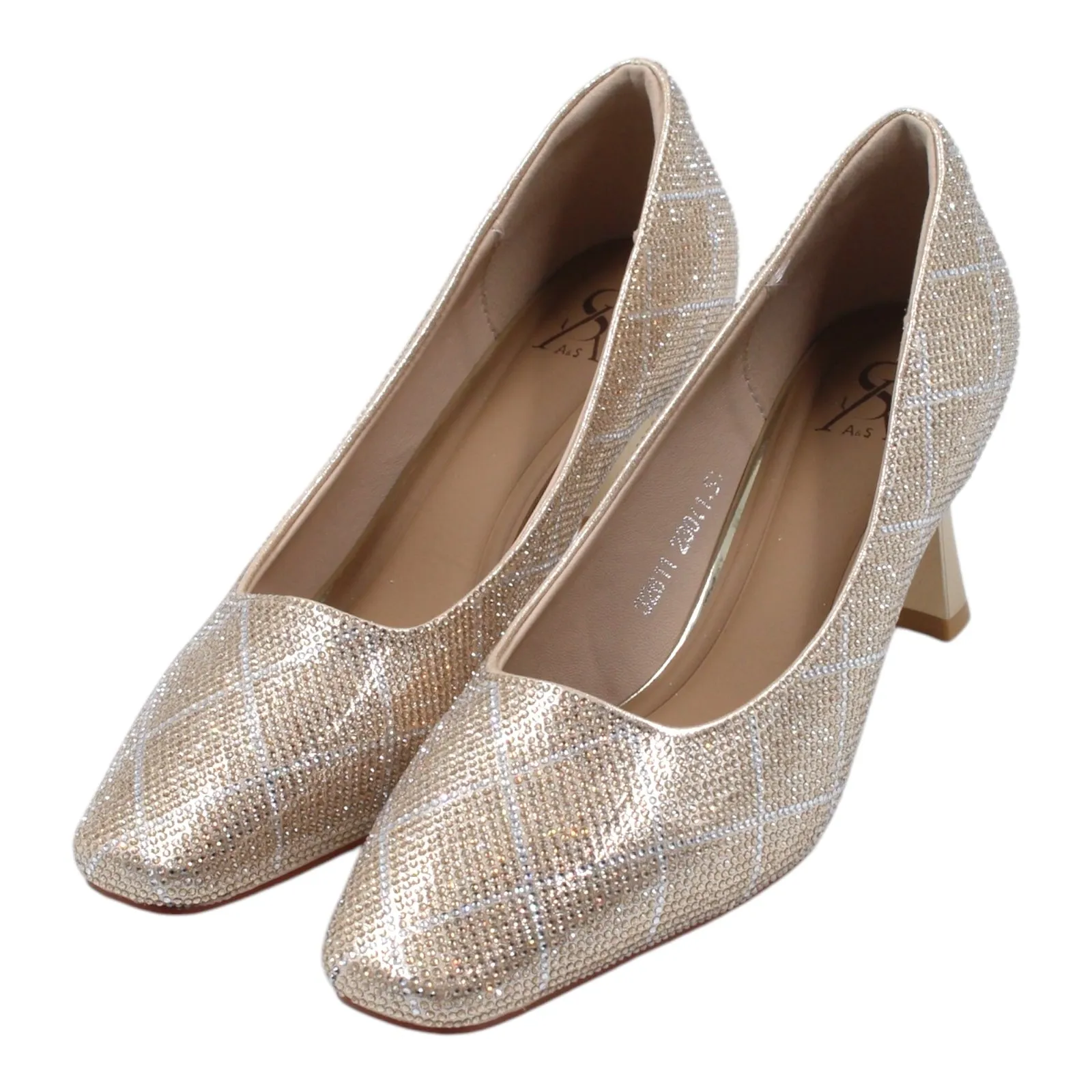 METALLIC EMBELLISHED KITTEN HEELS