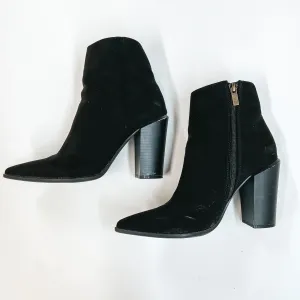 Model Shoes Size 9 | Walking By Side Zip Heeled Booties with Pointed Toe in Black