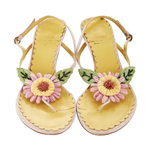 Moschino Yellow Flower Kitten Heels