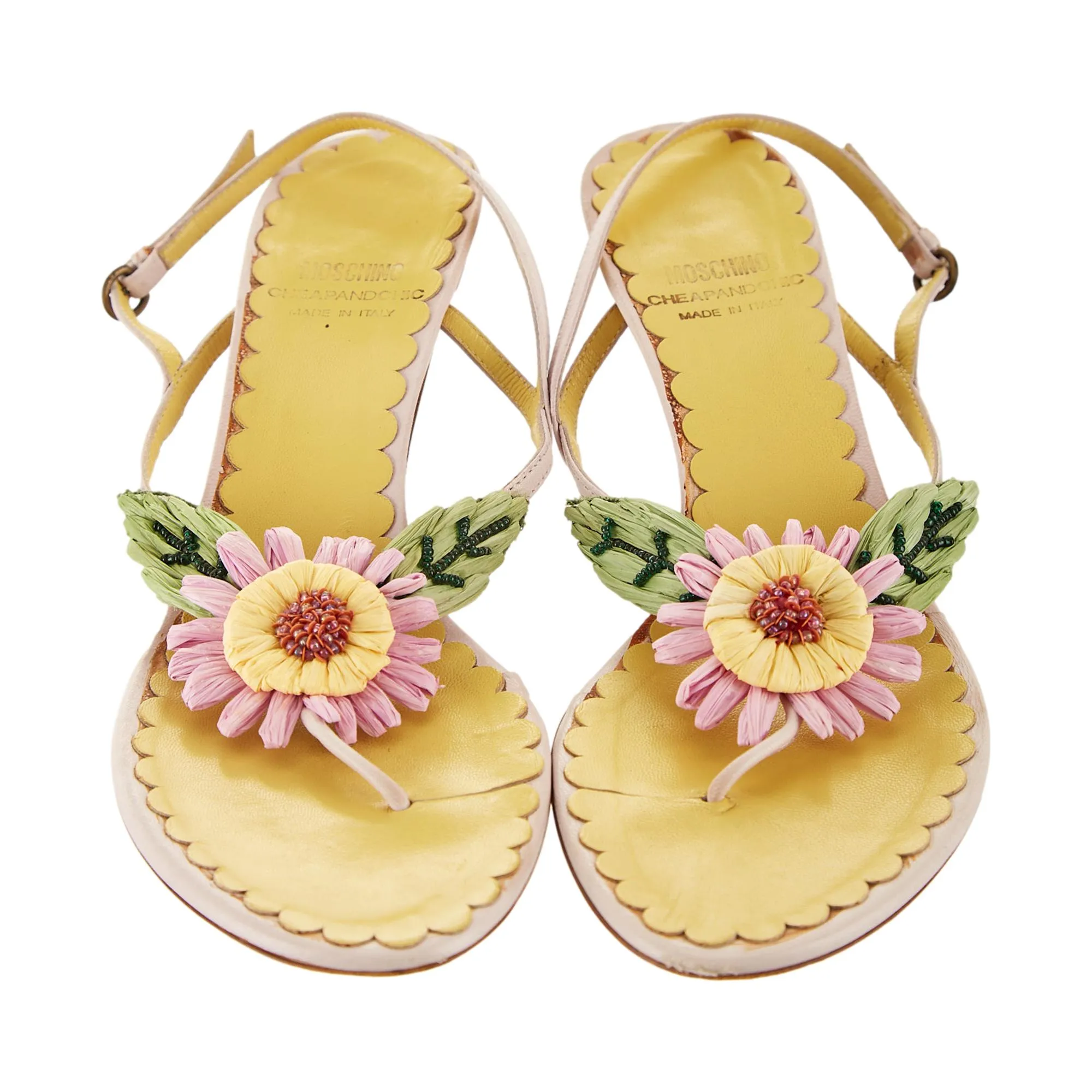 Moschino Yellow Flower Kitten Heels