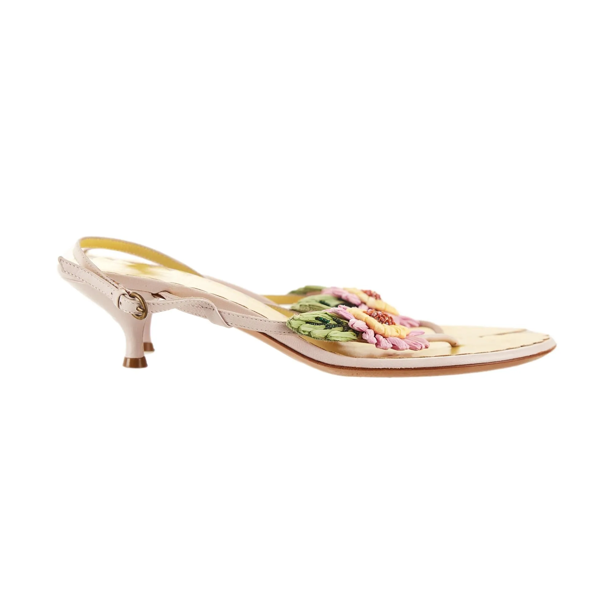 Moschino Yellow Flower Kitten Heels