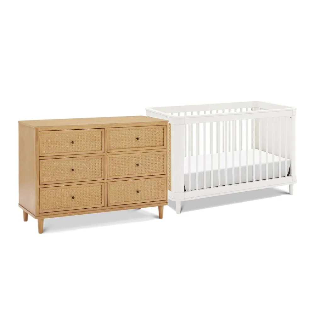 Namesake Marin Cane Convertible Crib and 6-Drawer Dresser Nursery Set