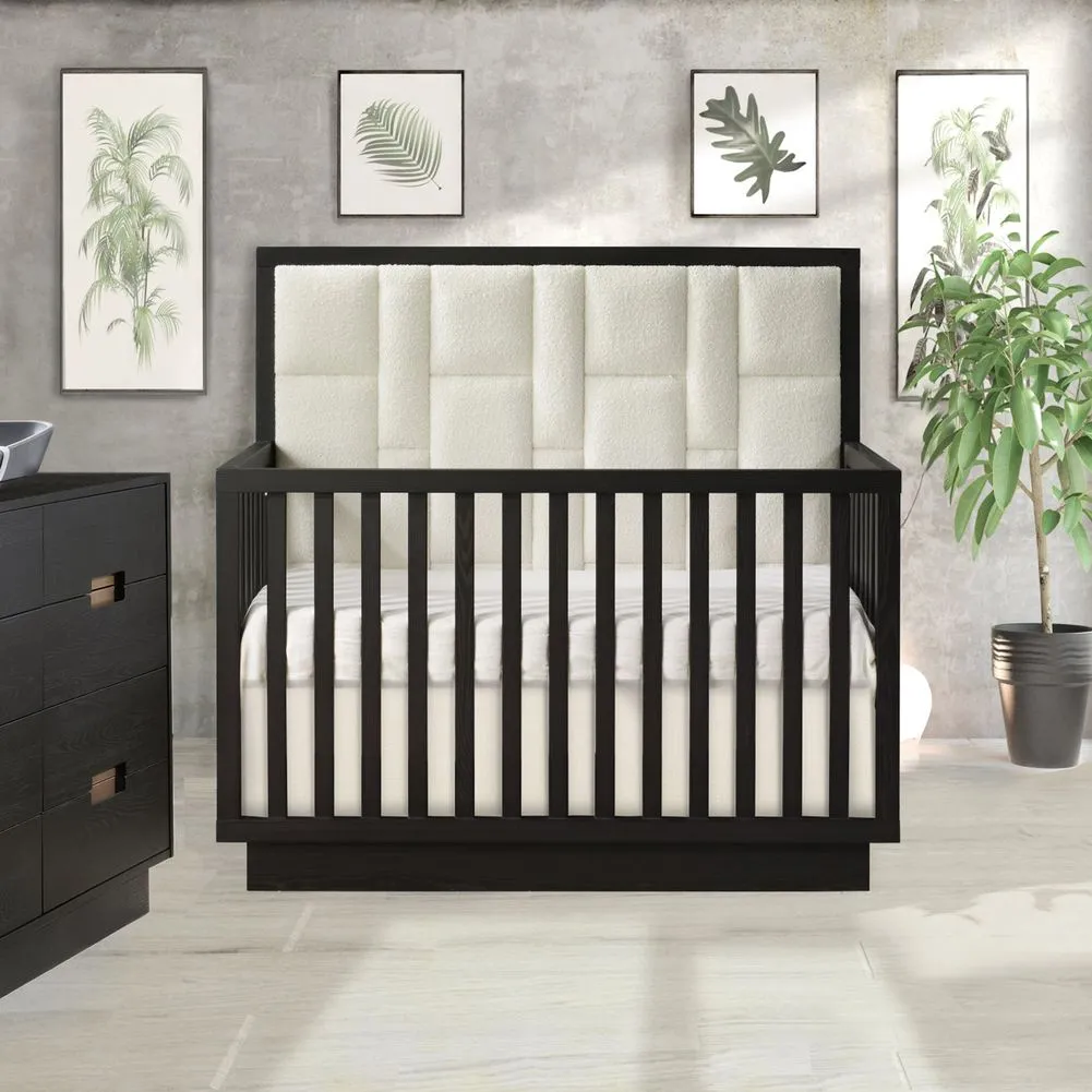 Natart Signature Series Como Convertible Crib with Geometric Upholstered Panel