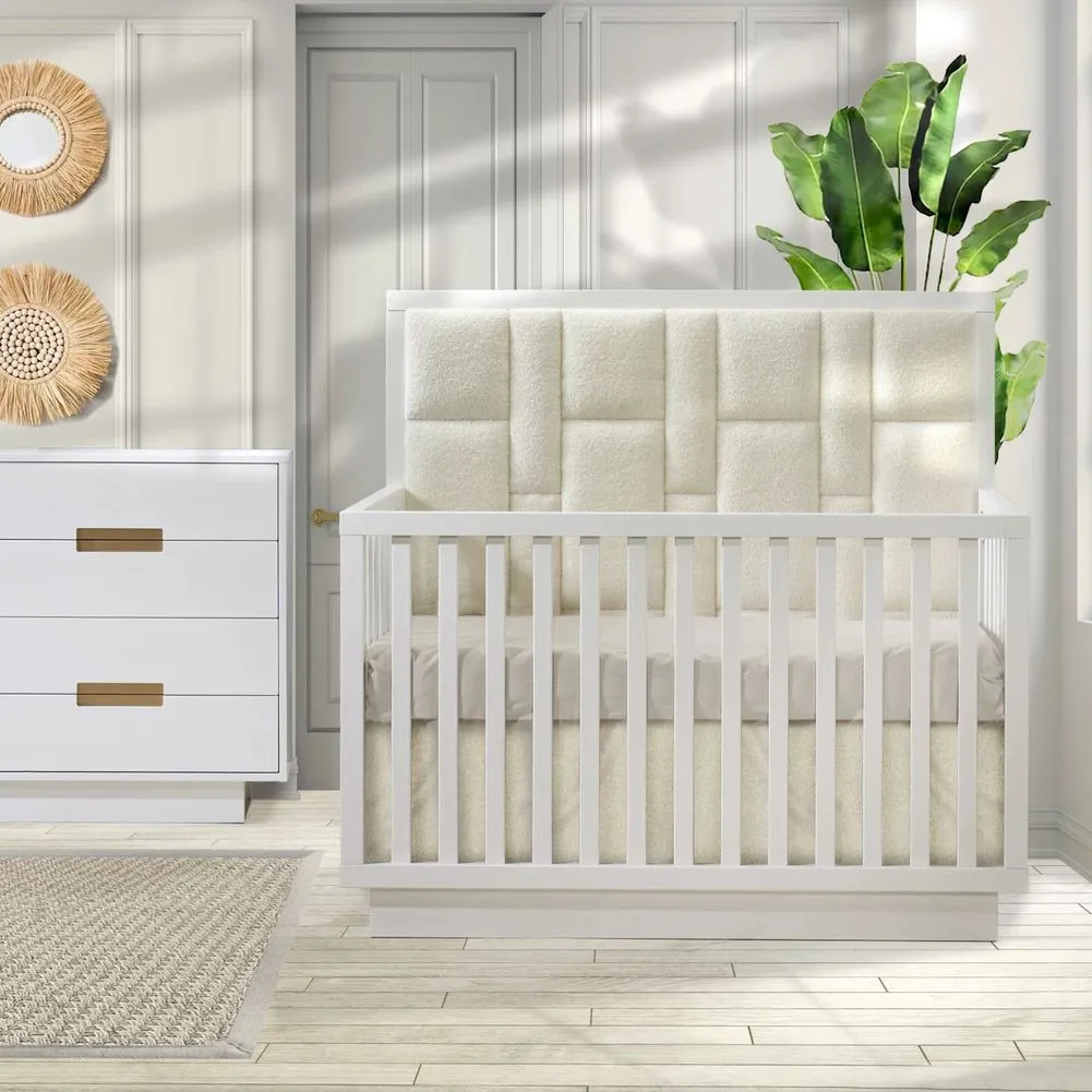 Natart Signature Series Como Convertible Crib with Geometric Upholstered Panel