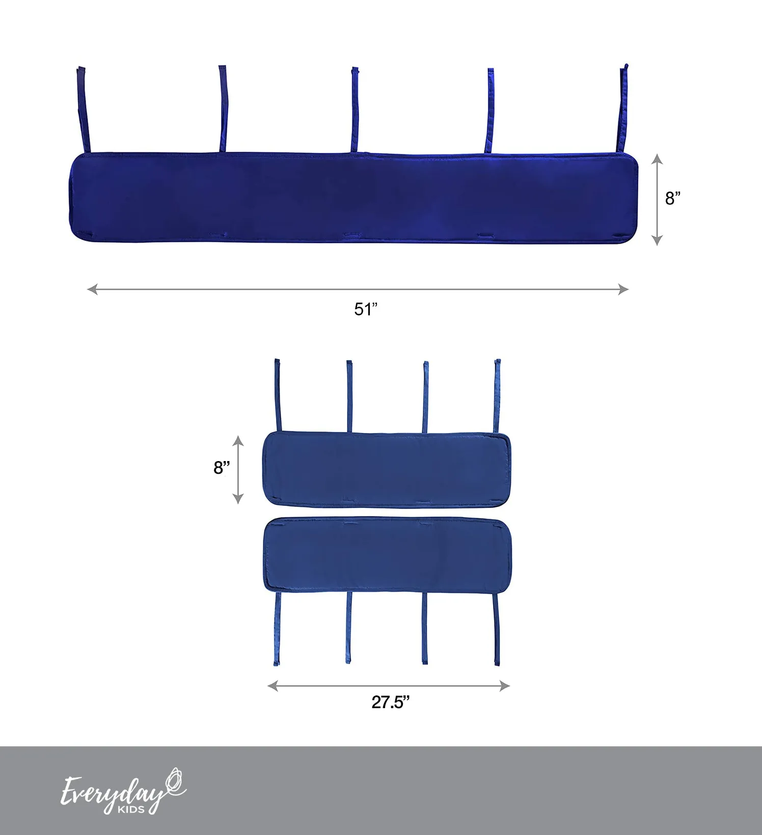 Navy 3-Piece Padded Baby Crib Rail Cover Set