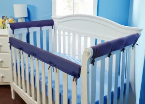 Navy 3-Piece Padded Baby Crib Rail Cover Set