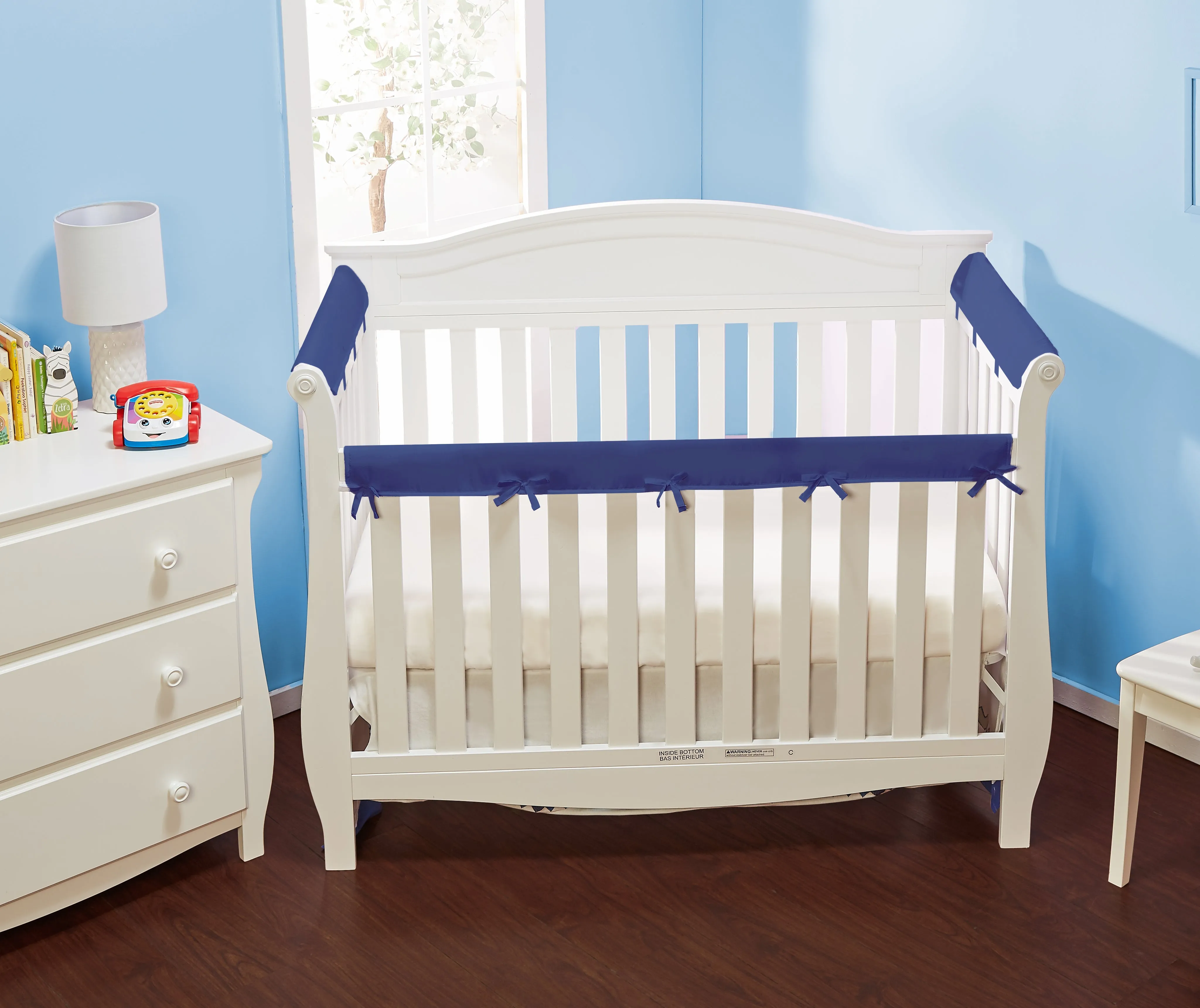 Navy 3-Piece Padded Baby Crib Rail Cover Set