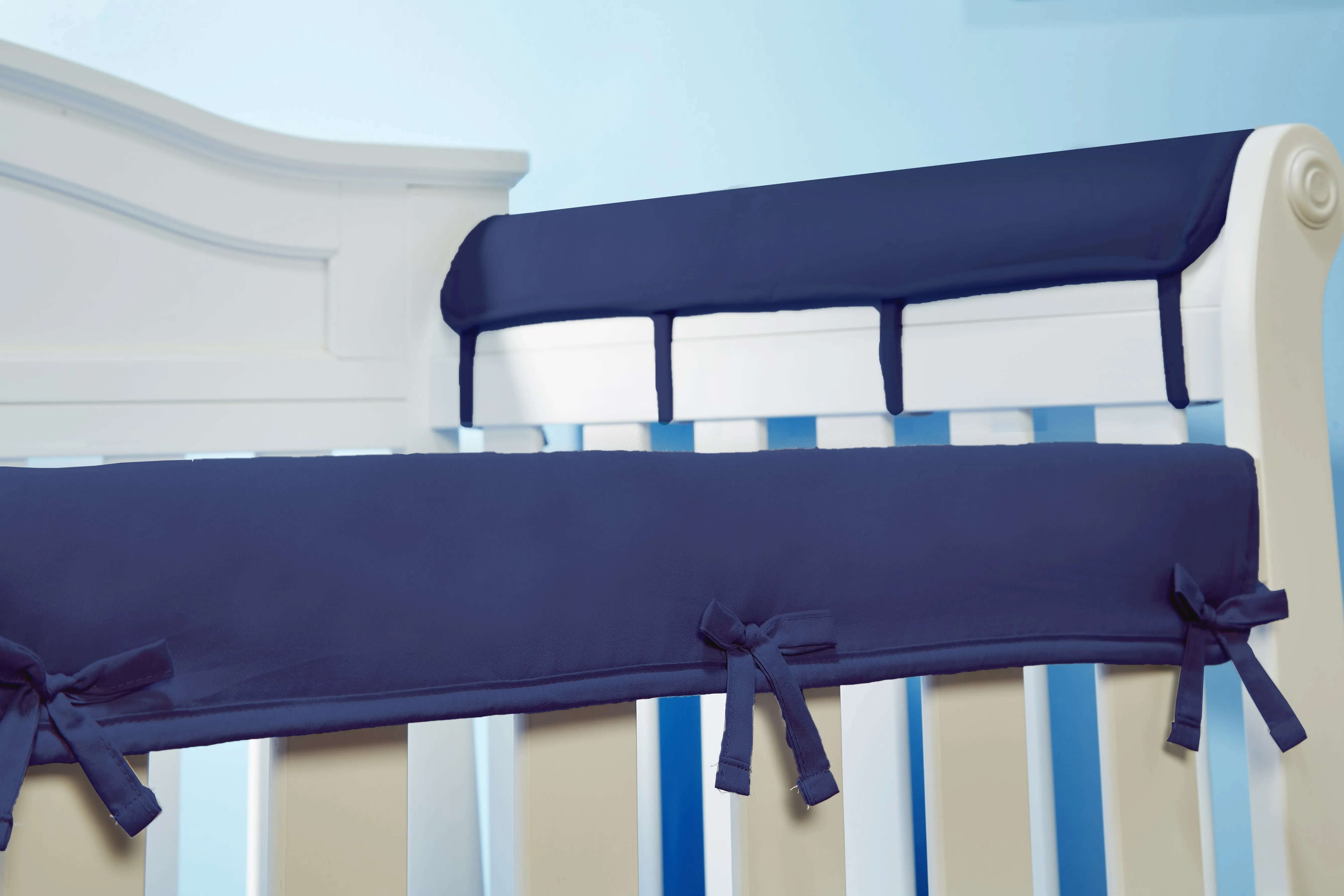 Navy 3-Piece Padded Baby Crib Rail Cover Set