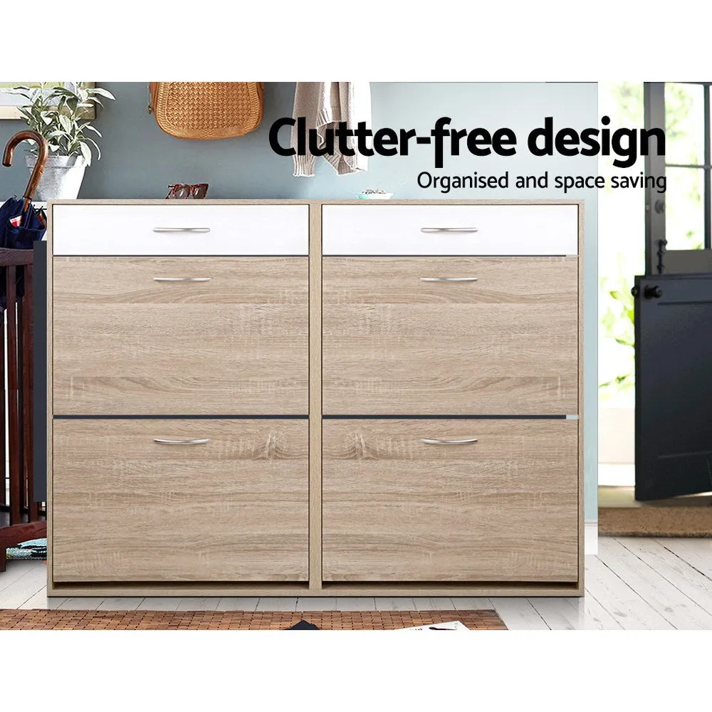 NNEDSZ 2 Tier Shoe Cabinet - Wood