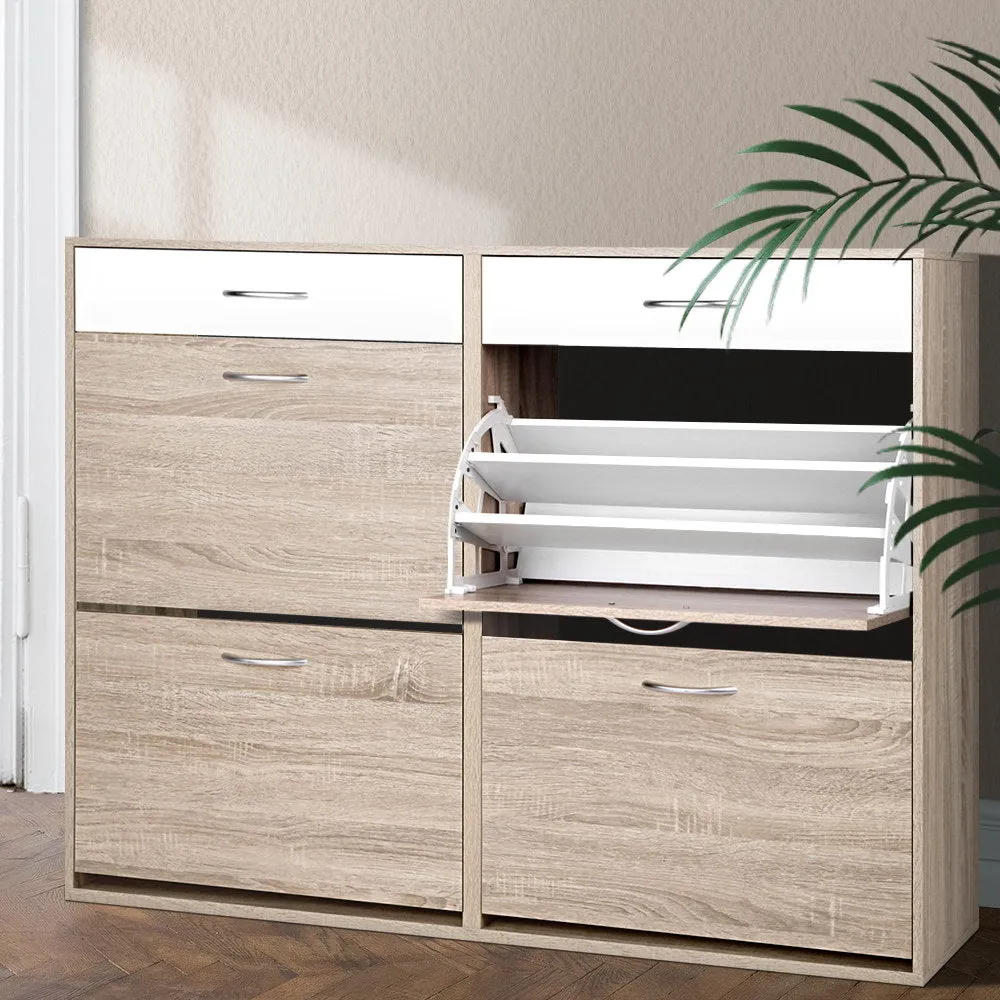 NNEDSZ 2 Tier Shoe Cabinet - Wood