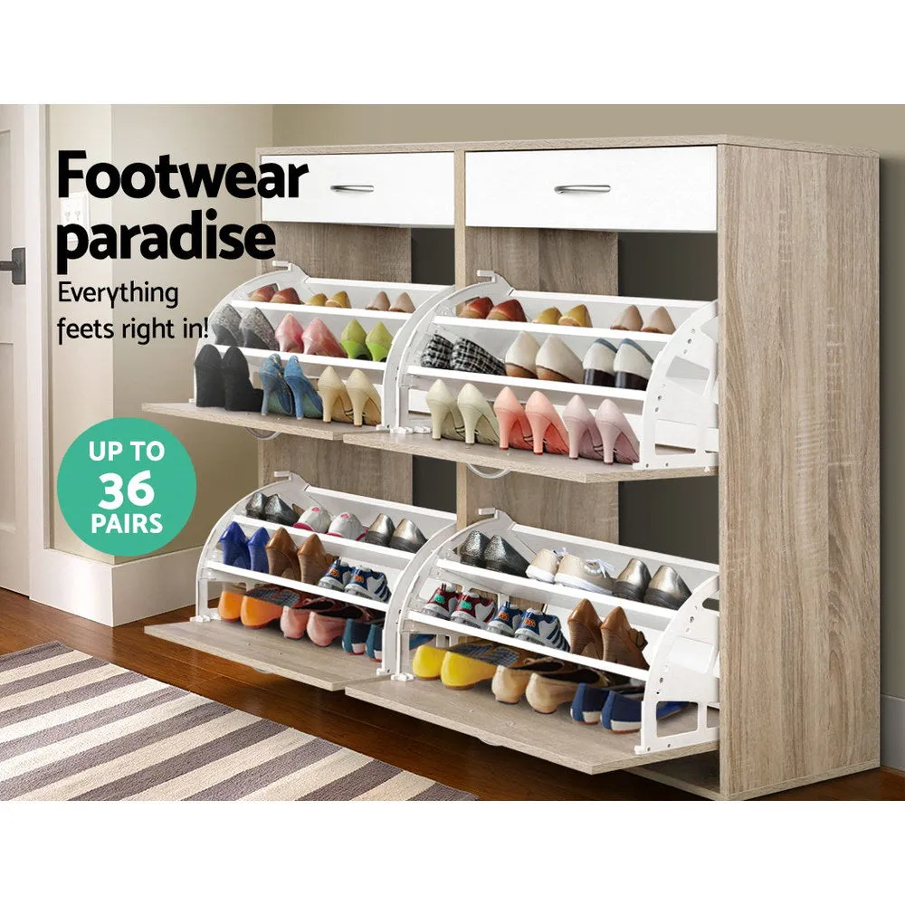 NNEDSZ 2 Tier Shoe Cabinet - Wood