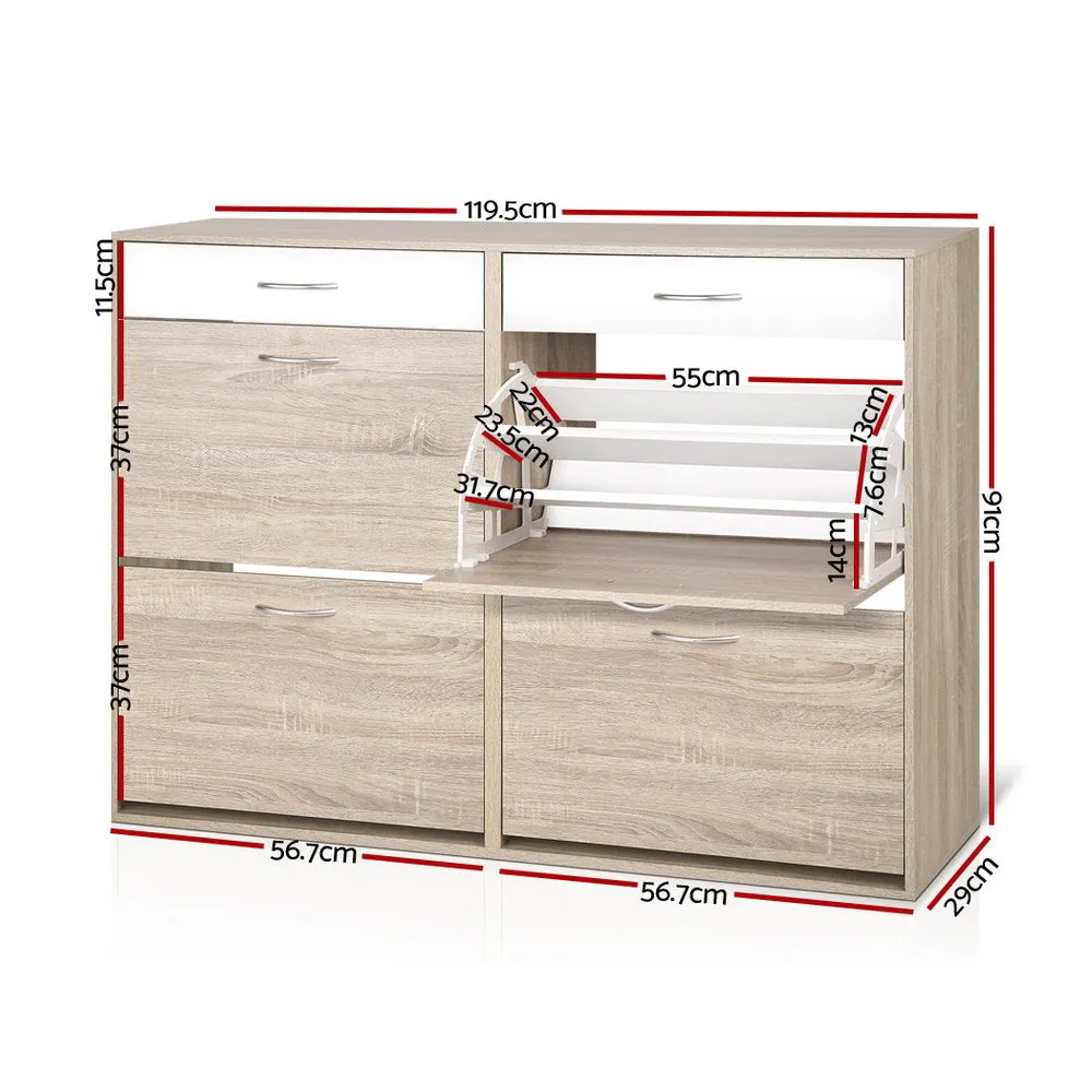 NNEDSZ 2 Tier Shoe Cabinet - Wood