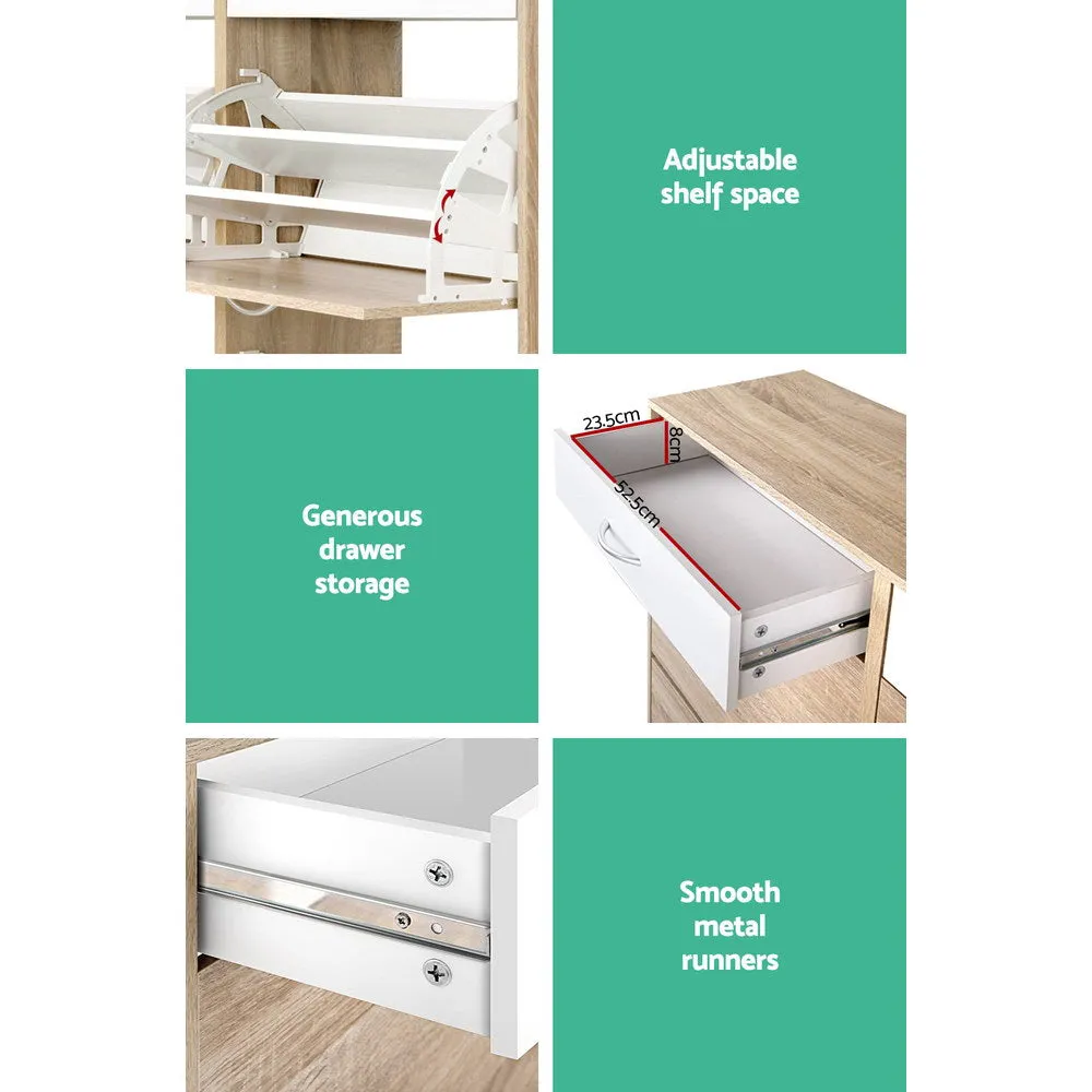 NNEDSZ 2 Tier Shoe Cabinet - Wood