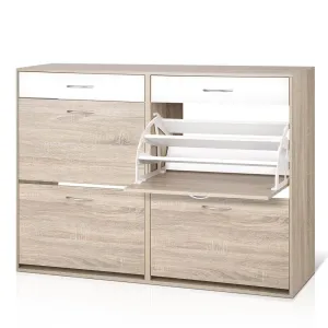 NNEDSZ 2 Tier Shoe Cabinet - Wood