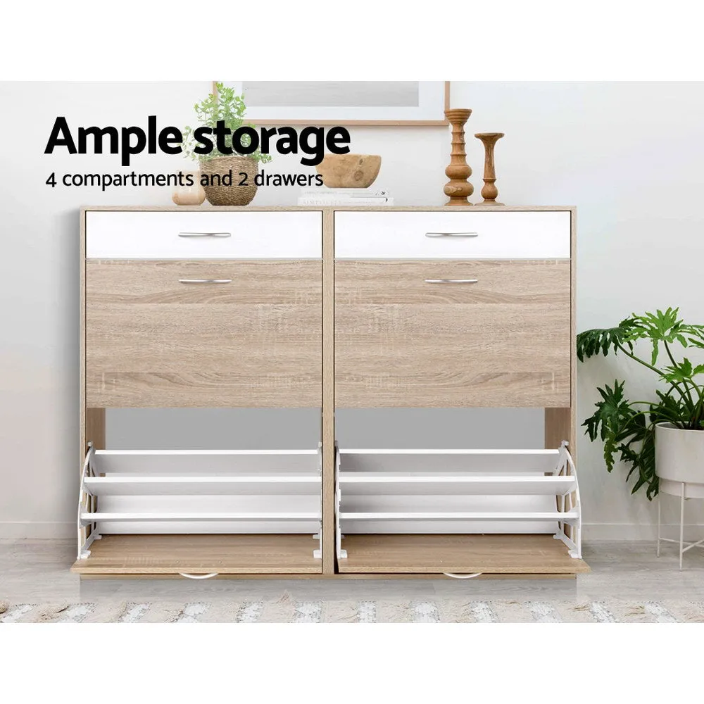 NNEDSZ 2 Tier Shoe Cabinet - Wood