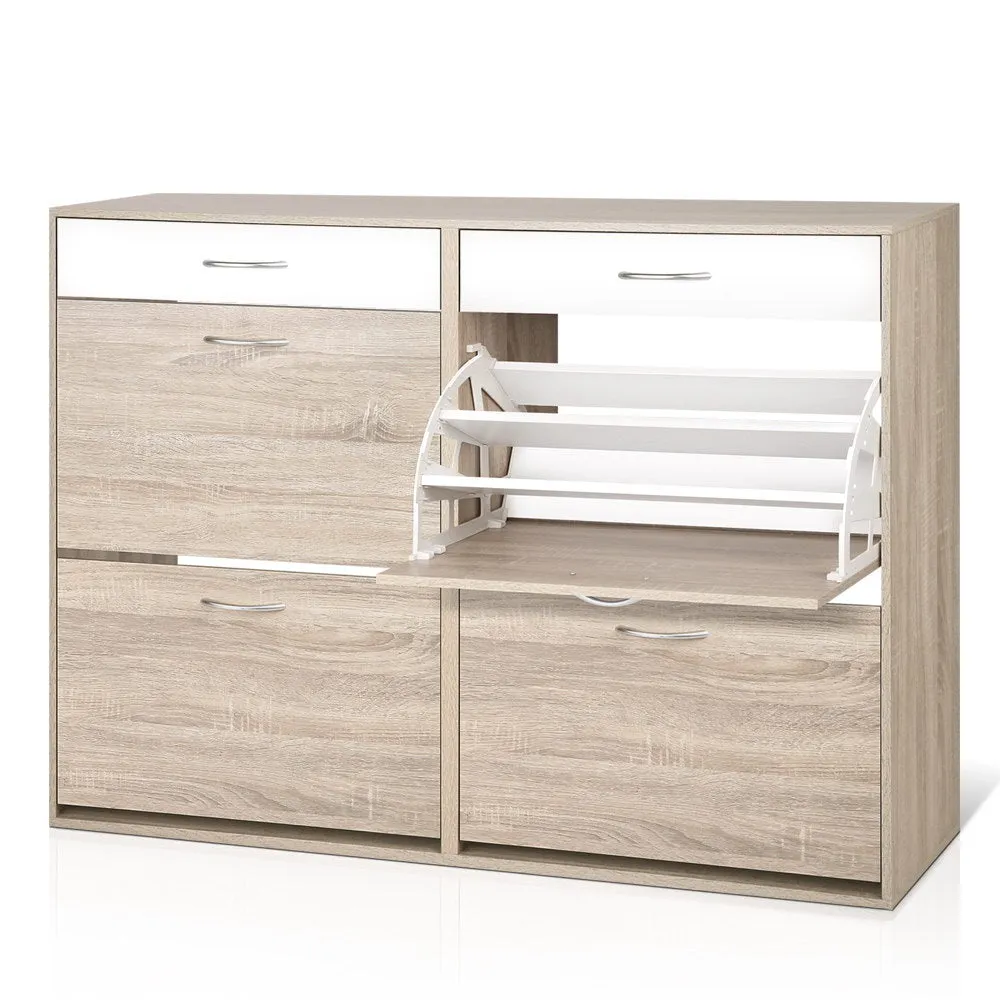 NNEDSZ 2 Tier Shoe Cabinet - Wood