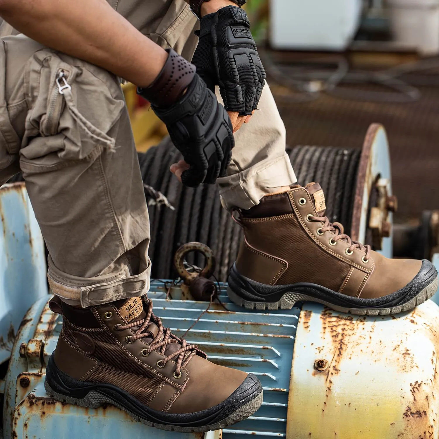 Non-Slip Puncture Resistant Waterproof Winter Steel Toe Work Boots TFWMGV