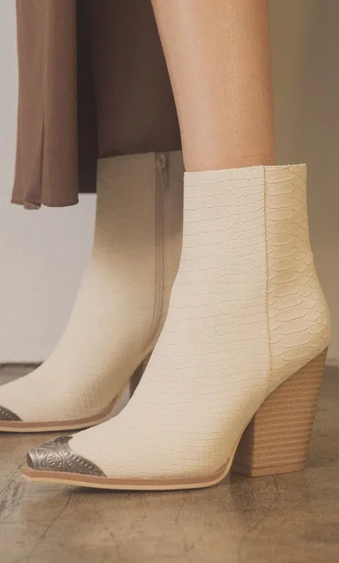 OASIS Bootie with Etched Metal Toe