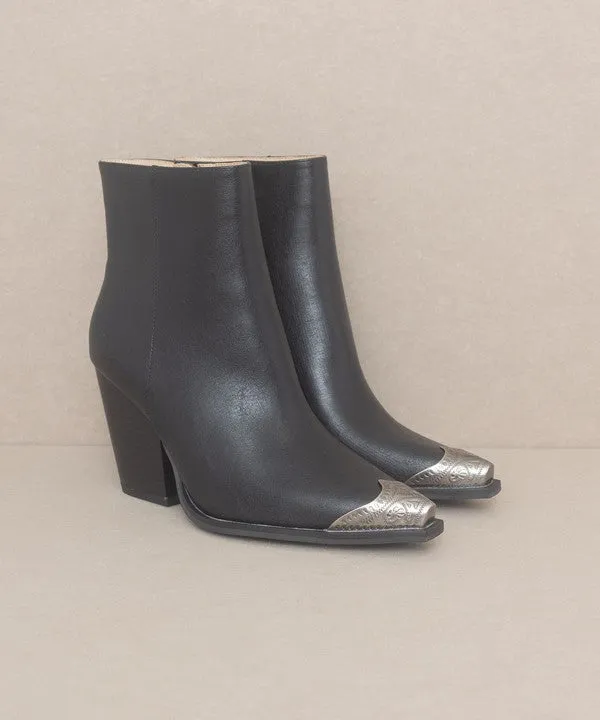 OASIS Bootie with Etched Metal Toe