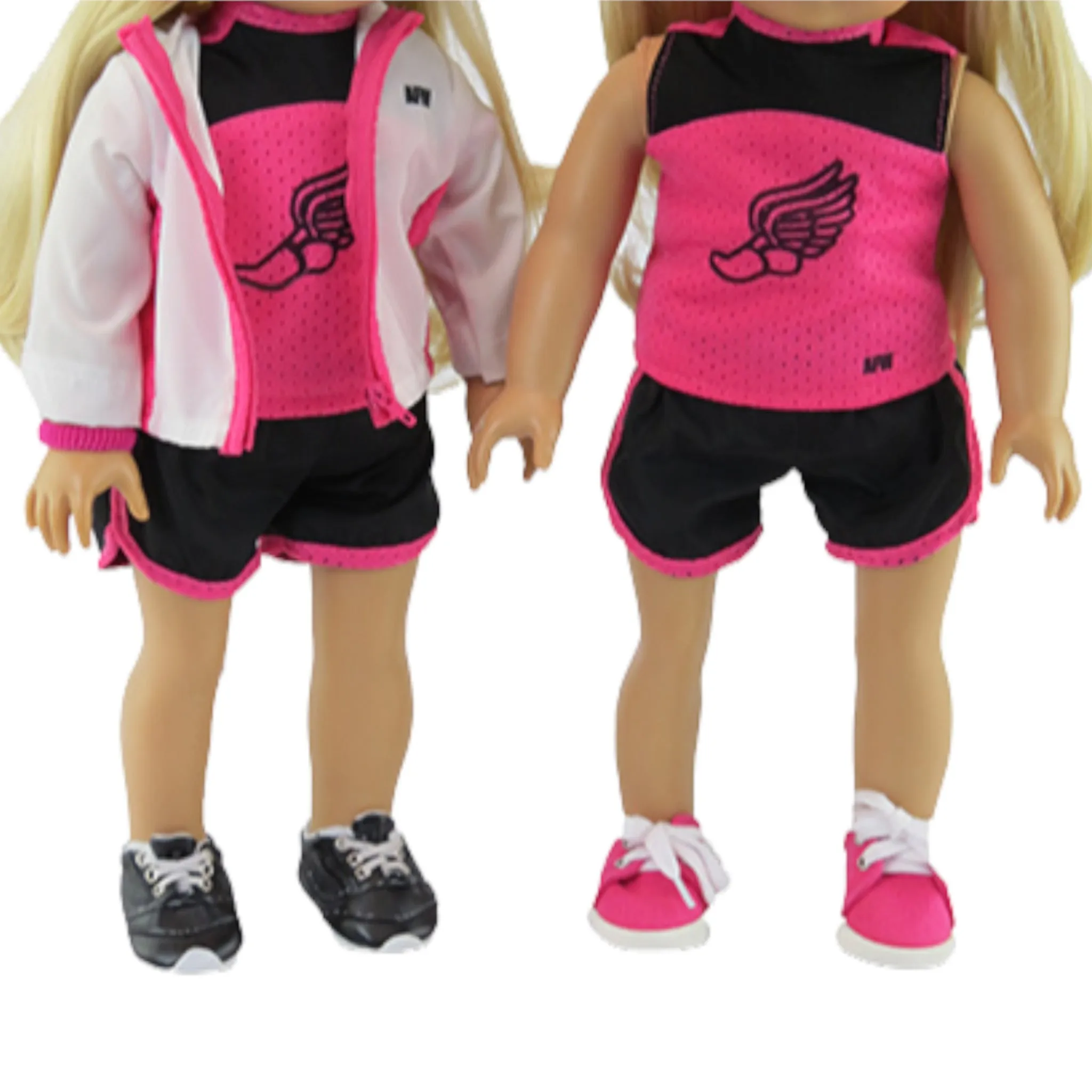 Pink and Black Track Outfit for 18-inch dolls